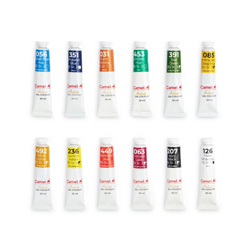 كاميل علبة ألوان زيتية للفنانين من كاميل - أنابيب سعة 20 مل، 12 درجة لونية، أصفر - Image 2